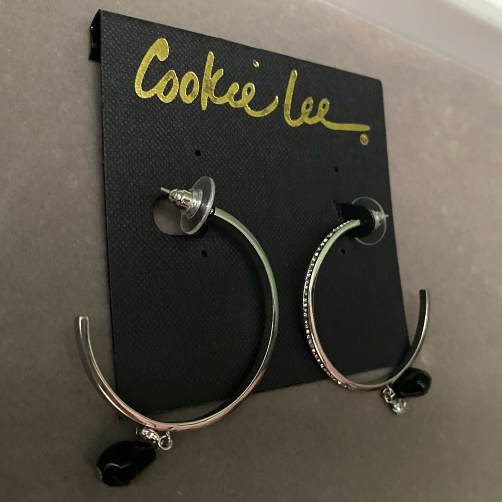 Cookie Lee Genuine Crystal Hoop Earrings